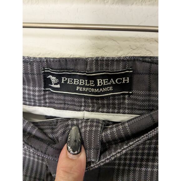 Pebble Beach Performance Plaid Golf Athletic Shorts Mens Size 38 Black Gray - Picture 3 of 5